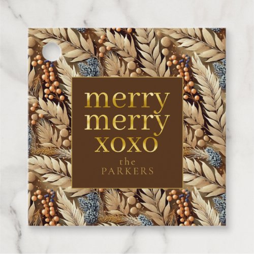 Earth Tones Christmas Merry Pattern21 ID1009 Favor Tags