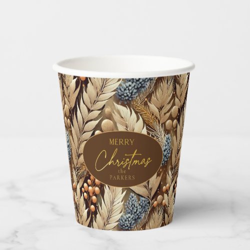 Earth Tones Christmas Merry Pattern21 ID1009 Paper Cups