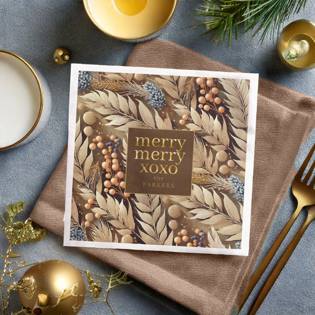 Earth Tones Christmas Merry Pattern#21 ID1009 Paper Dinner Napkins (Creator Uploaded)