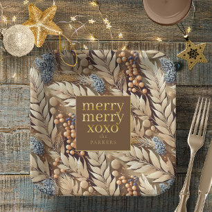 Earth Tones Christmas Merry Pattern#21 ID1009 Paper Plates