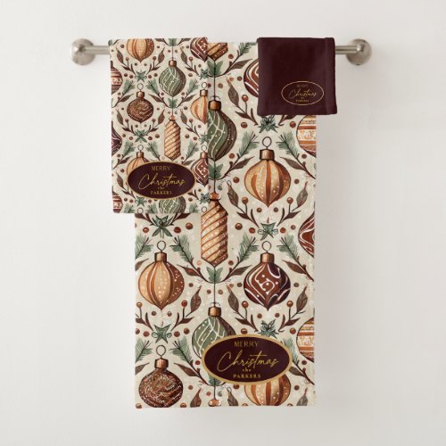 Earth Tones Christmas Pattern12 ID1009 Bath Towel Set