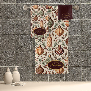 Earth Tones Christmas Pattern#12 ID1009 Bath Towel Set