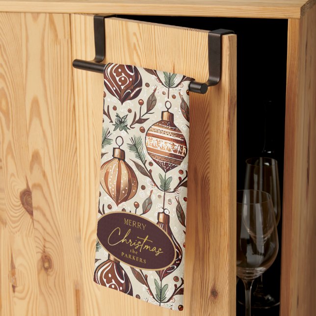 Earth Tones Christmas Pattern#12 ID1009 Kitchen Towel (Thirds Fold)