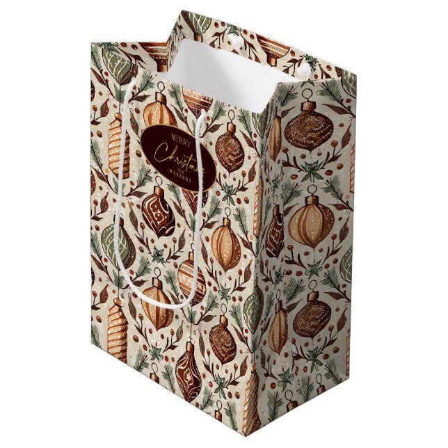 Earth Tones Christmas Pattern#12 ID1009 Medium Gift Bag (Front Angled)