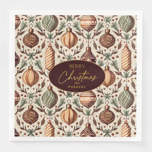 Earth Tones Christmas Pattern12 ID1009 Paper Dinner Napkins