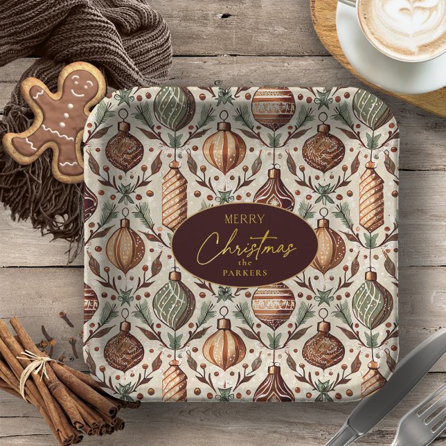 Earth Tones Christmas Pattern#12 ID1009 Paper Plates (Creator Uploaded)