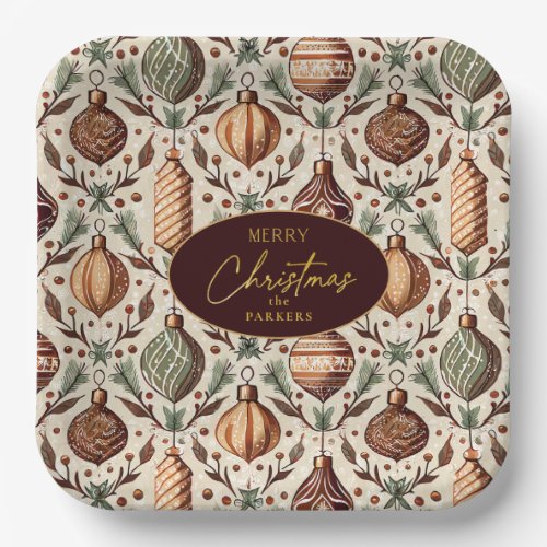 Earth Tones Christmas Pattern12 ID1009 Paper Plates