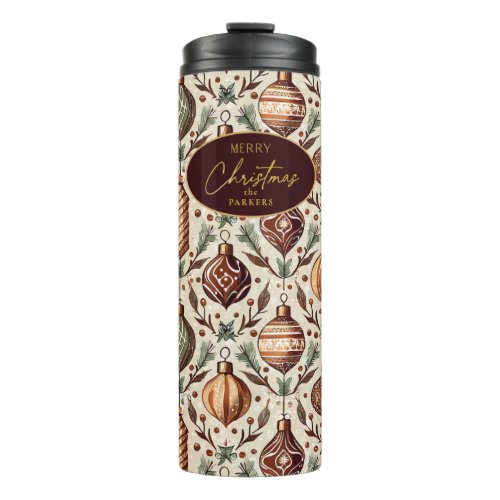 Earth Tones Christmas Pattern12 ID1009 Thermal Tumbler