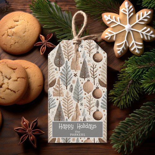 Earth Tones Christmas Pattern25 ID1009 Gift Tags