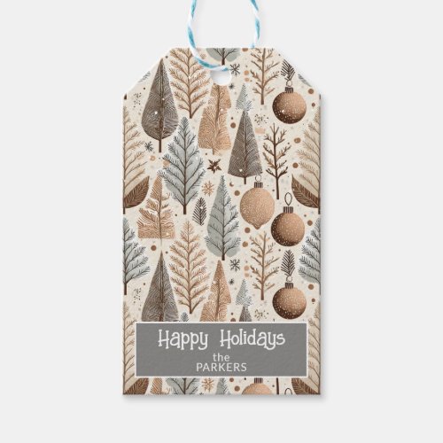 Earth Tones Christmas Pattern25 ID1009 Gift Tags