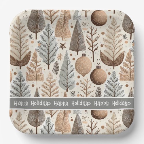 Earth Tones Christmas Pattern25 ID1009 Paper Plates