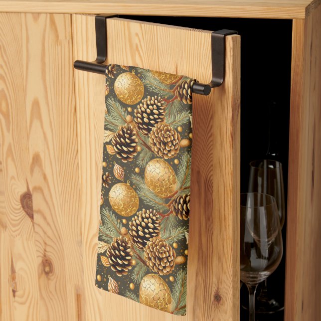 Earth Tones Christmas Pattern#29 ID1009 Kitchen Towel (Thirds Fold)