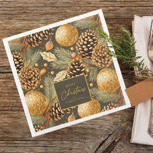 Earth Tones Christmas Pattern#29 ID1009 Paper Dinner Napkins