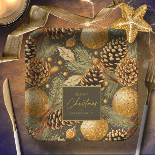 Earth Tones Christmas Pattern#29 ID1009 Paper Plates