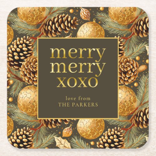 Earth Tones Christmas Pattern29 ID1009 Square Paper Coaster