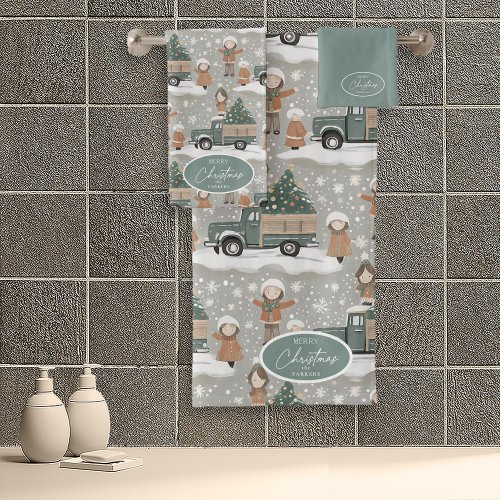 Earth Tones Christmas Pattern2 ID1009 Bath Towel Set