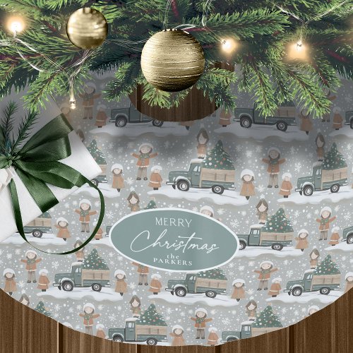 Earth Tones Christmas Pattern2 ID1009 Brushed Polyester Tree Skirt