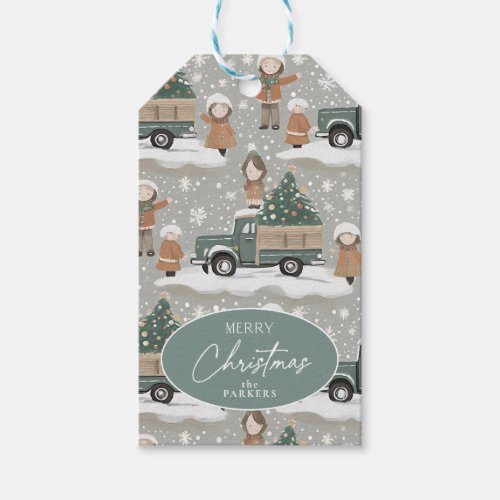 Earth Tones Christmas Pattern2 ID1009 Gift Tags