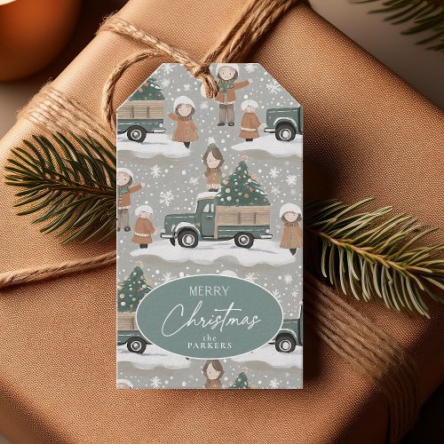 Earth Tones Christmas Pattern2 ID1009 Gift Tags