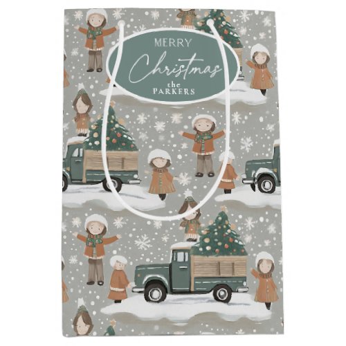 Earth Tones Christmas Pattern2 ID1009 Medium Gift Bag