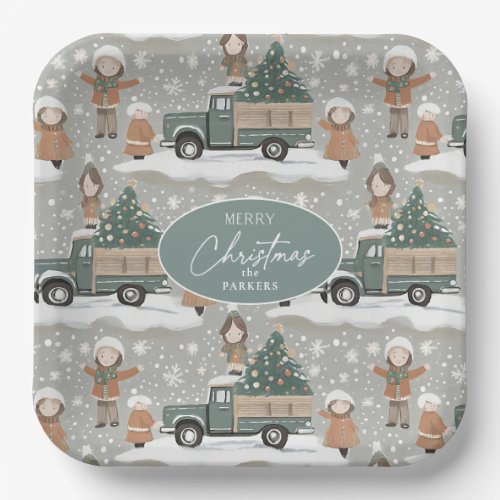 Earth Tones Christmas Pattern2 ID1009 Paper Plates