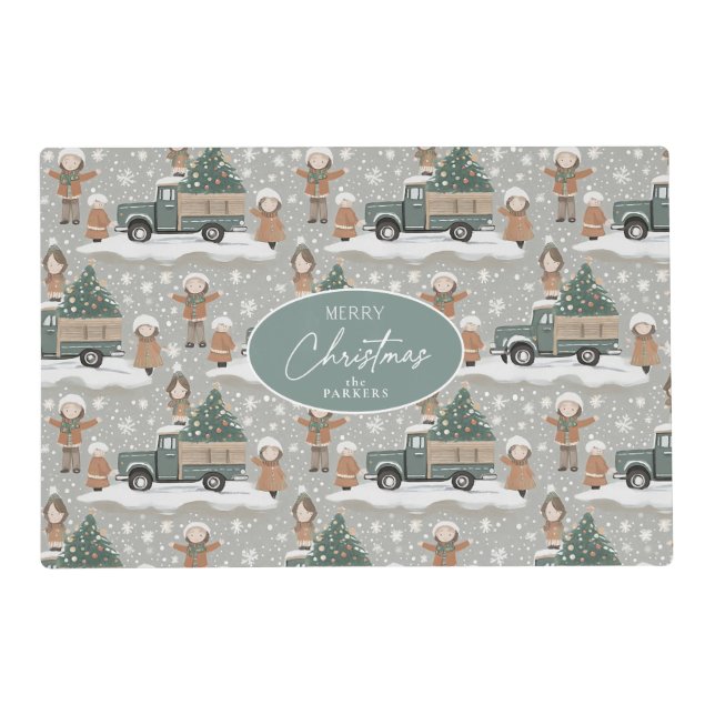 Earth Tones Christmas Pattern#2 ID1009 Placemat (Front)