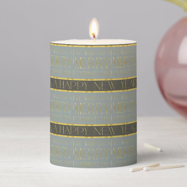 Earth Tones Christmas Pattern#35b ID1009 Pillar Candle (In Situ)