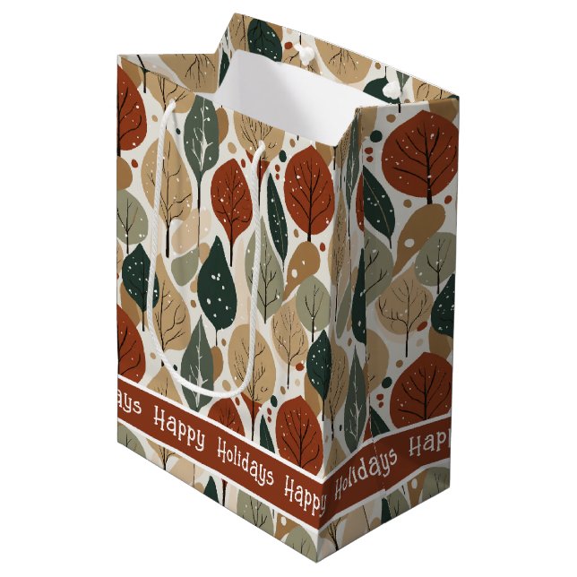 Earth Tones Christmas Pattern#5 ID1009 Medium Gift Bag (Front Angled)