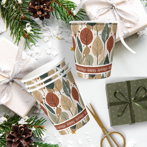 Earth Tones Christmas Pattern5 ID1009 Paper Cups