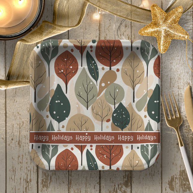 Earth Tones Christmas Pattern#5 ID1009 Paper Plates (Creator Uploaded)