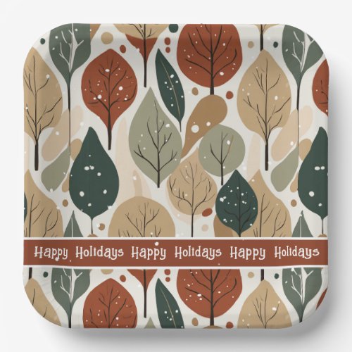 Earth Tones Christmas Pattern5 ID1009 Paper Plates