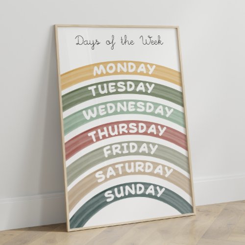 Earth Tones Days of the Week Educational Poster