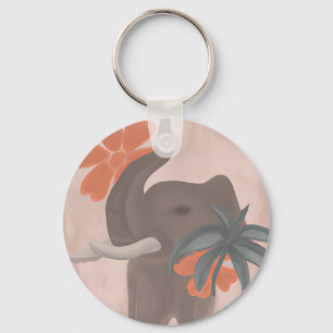 Earth tones Elephant minimalist art Keychain