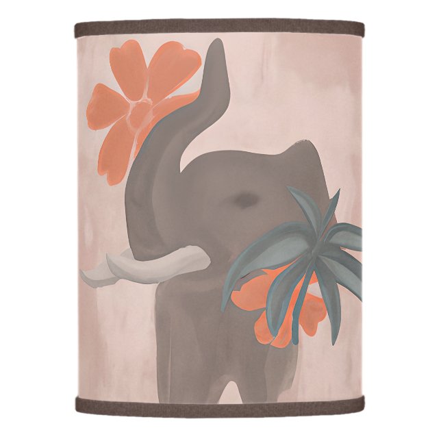 Earth tones Elephant minimalist art  Lamp Shade (Front)