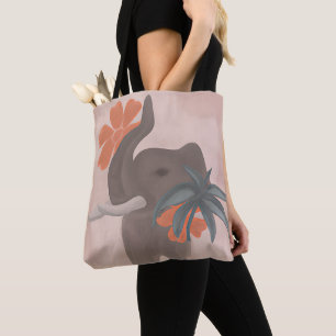 Earth tones Elephant minimalist art Tote Bag