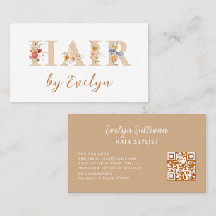 Earth Tones Floral Letters Hair Business Card