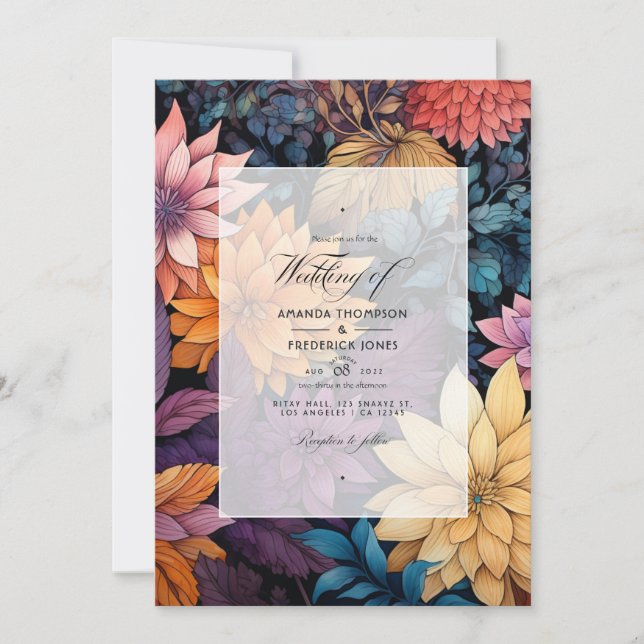 Earth Tones Floral Wedding Invitation (Front)