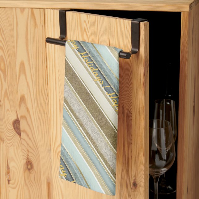 Earth Tones Gold Christmas Pattern#28 ID1009 Kitchen Towel (Thirds Fold)