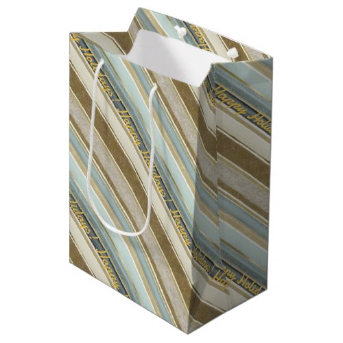 Earth Tones Gold Christmas Pattern28 ID1009 Medium Gift Bag