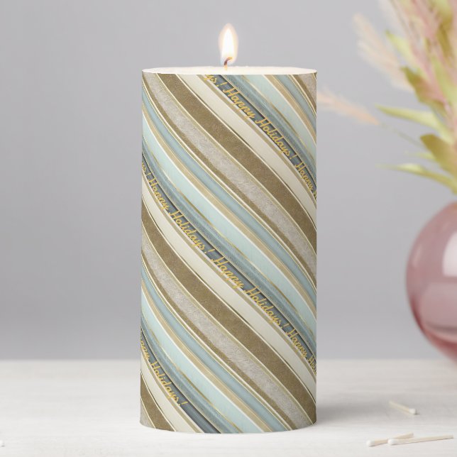 Earth Tones Gold Christmas Pattern#28 ID1009 Pillar Candle (In Situ)