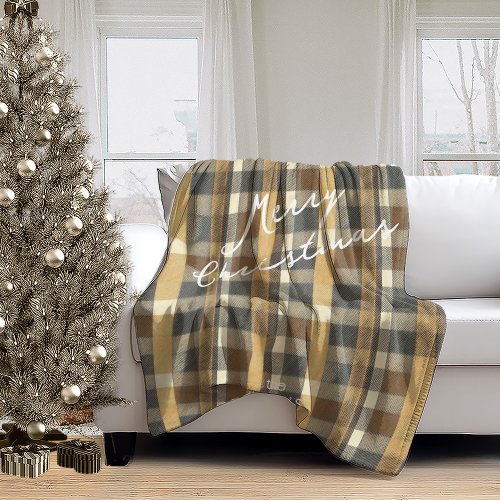 Earth Tones Gold Christmas Pattern7 ID1009 Fleece Blanket