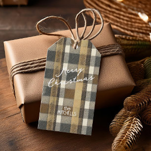 Earth Tones Gold Christmas Pattern#7 ID1009 Gift Tags
