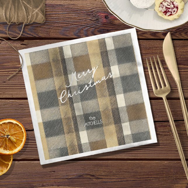 Earth Tones Gold Christmas Pattern#7 ID1009 Paper Dinner Napkins (Creator Uploaded)