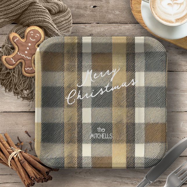 Earth Tones Gold Christmas Pattern#7 ID1009 Paper Plates (Creator Uploaded)