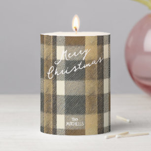 Earth Tones Gold Christmas Pattern#7 ID1009 Pillar Candle
