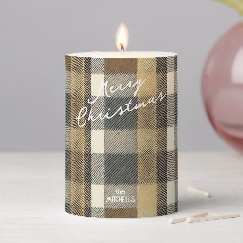 Earth Tones Gold Christmas Pattern7 ID1009 Pillar Candle