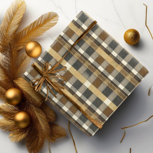 Earth Tones Gold Christmas Pattern7 ID1009 Wrapping Paper