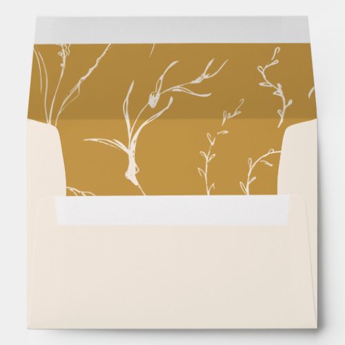 Earth Tones gold organic hand drawn floral  Envelope