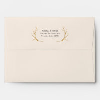 Earth Tones gold organic hand drawn floral Envelope