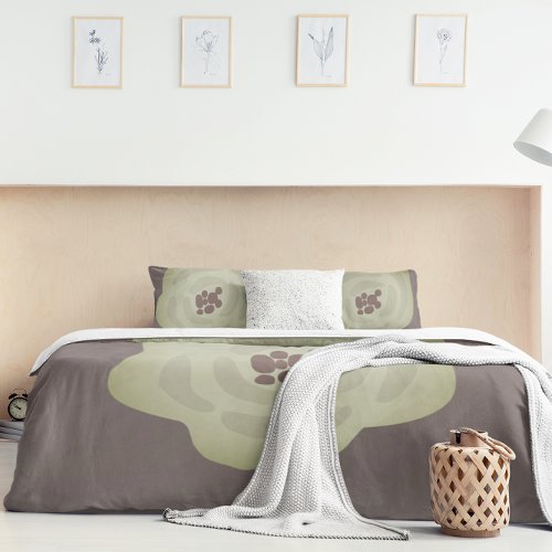 Earth Tones Green and Brown Modern Rose Floral Duvet Cover